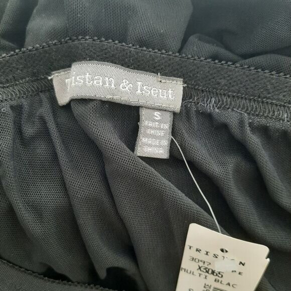 TRISTAN & ISEUT Feather Trim Skirt Slip Black Mesh Midi Underskirt Sz S - Picture 12 of 14